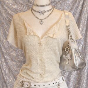 OP vintage Cream knit coverup top